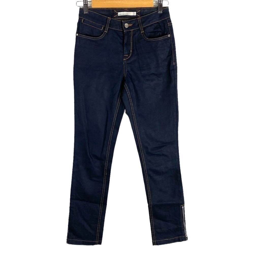 Karen Millen Skinny Dark Wash Zipper Hem Jeans SZ 2